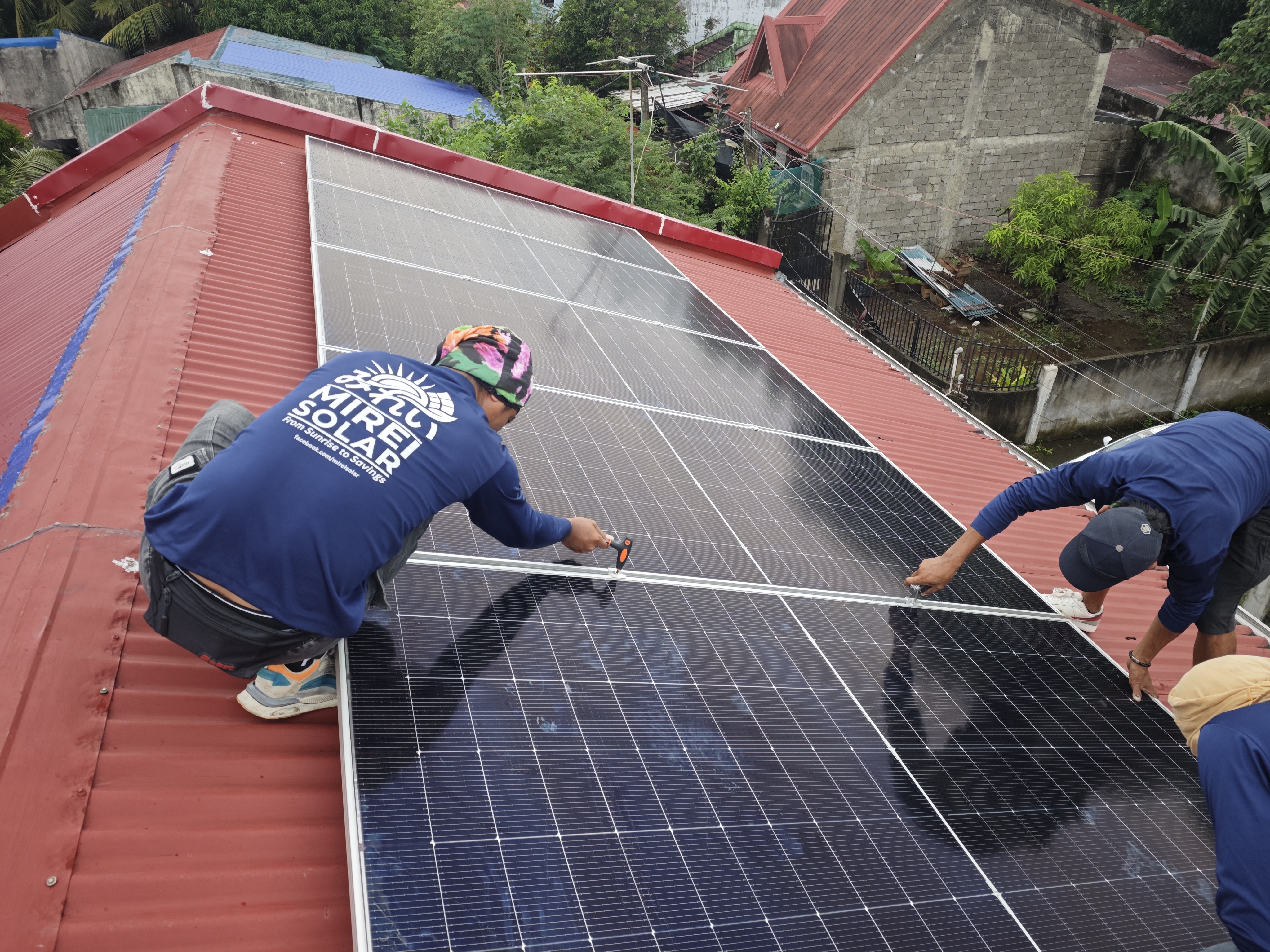 Rows of solar panels on rooftop