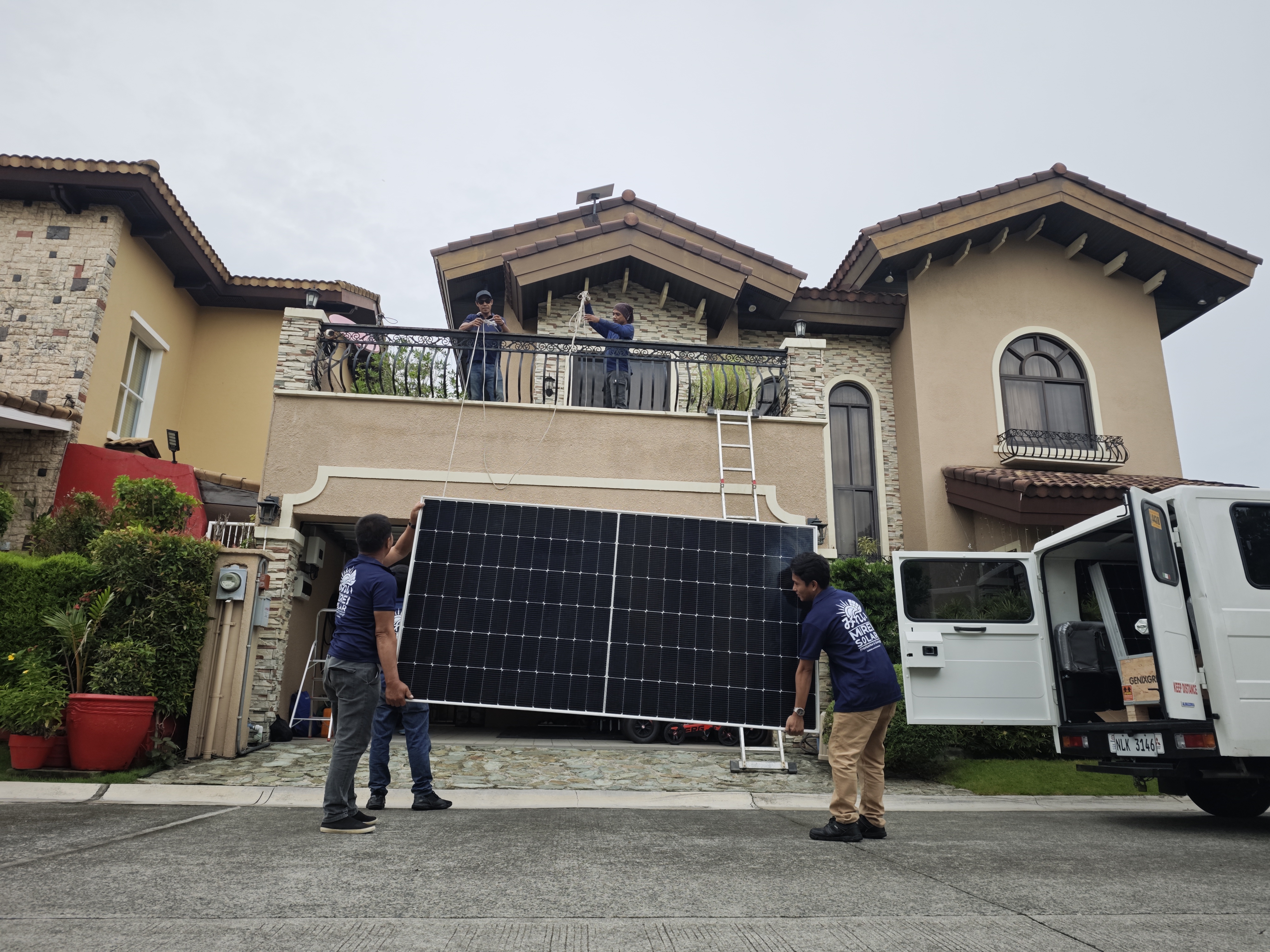 Solar installation team at work